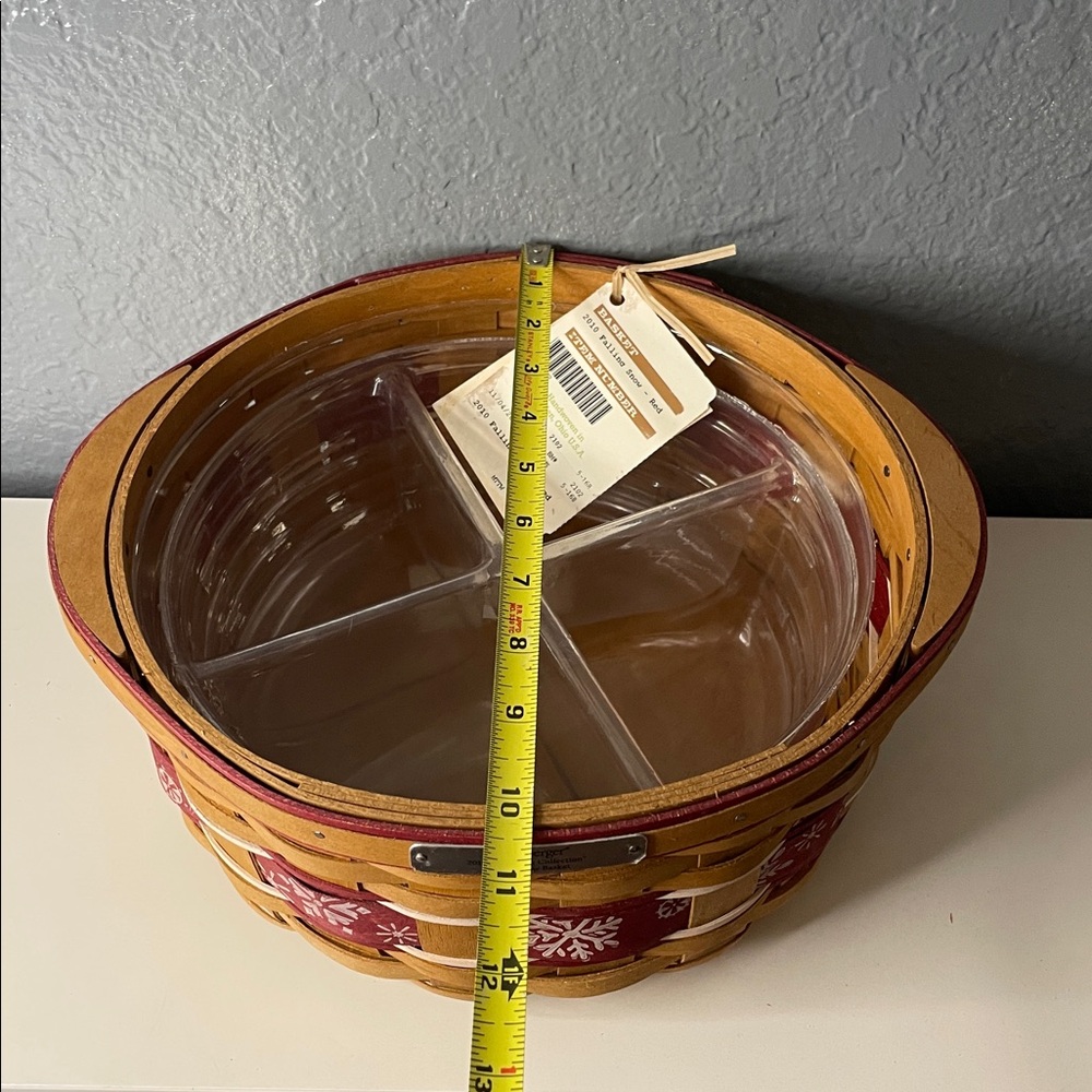 Longaberger 2010 Holiday Hostess Large Falling Snow Basket Divided & protector - Picture 10 of 11